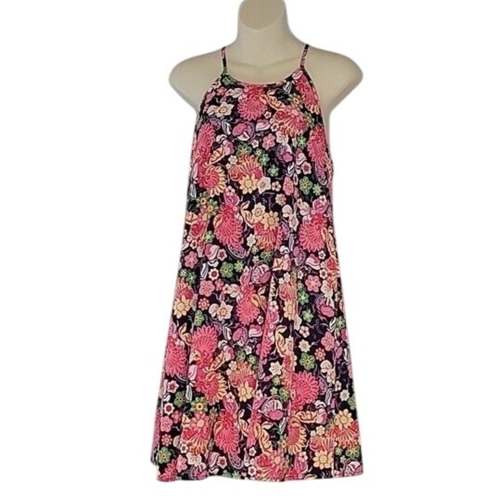 Floral Print Halter Dress Sleeveless Casual Summer Mini‎ Dress